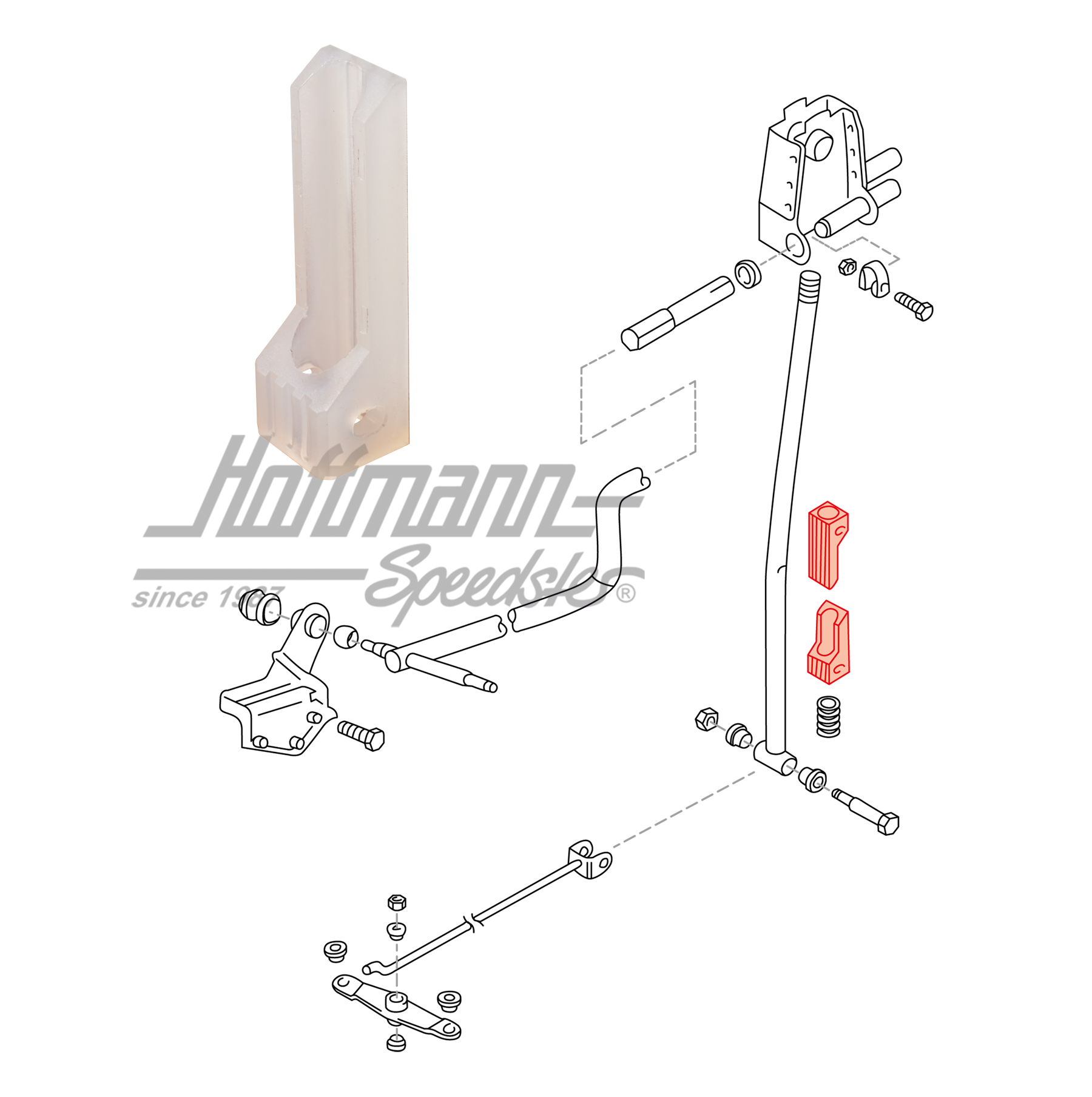 Guida, leva del cambio, Furgone T4 | 7D0 711 124 A | 407-2010-10
