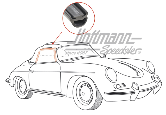 Guarnizione, capote / cristallo portiera, 356 B/C | 644 542 095 20 | 510-6200