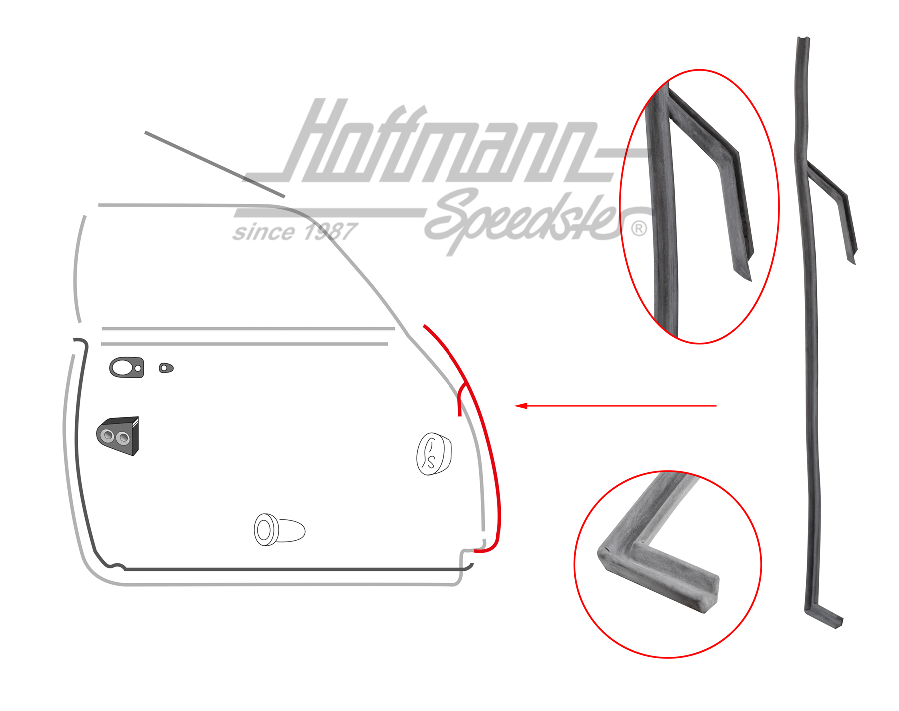 Guarnizione longherone portiera, Karmann Ghia, destra | 141 831 712 A | 060-0032