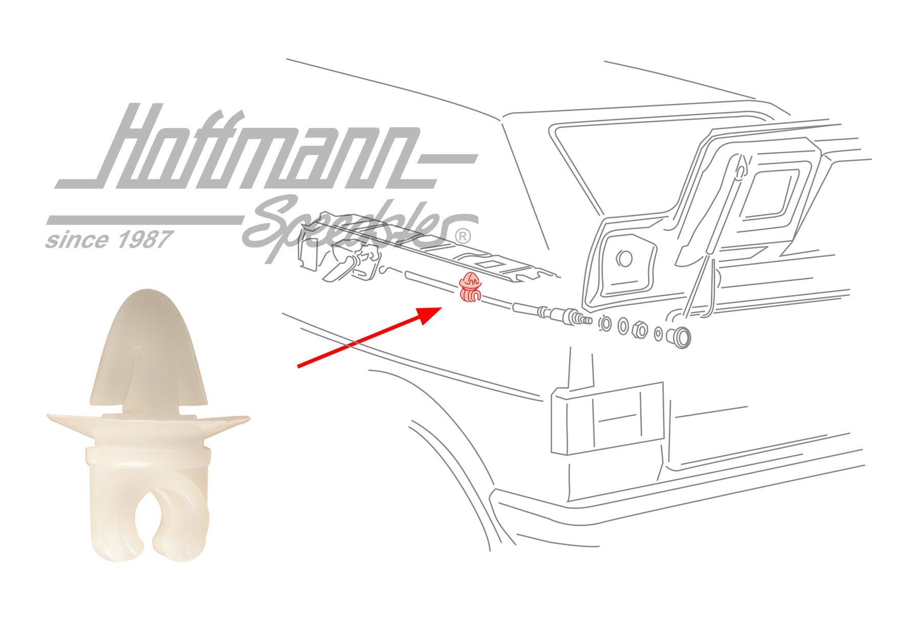 Clip, tiraggio, sblocco del sedile posteriore, Cabrio | 155 885 770 | 180-2299-14