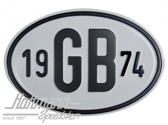 Targa sigla internazionale "GB" (Gran Bretagna), "1974", alluminio |  | 020-2404-74