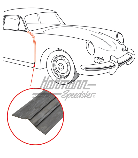 Guarnizione di porta, anteriore, Porsche 356 A/B/C                                                  