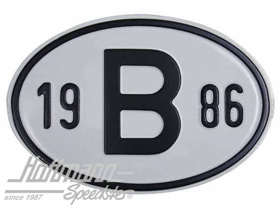 Targa sigla internazionale "B" (Belgio), "1986", alluminio |  | 020-2397-86