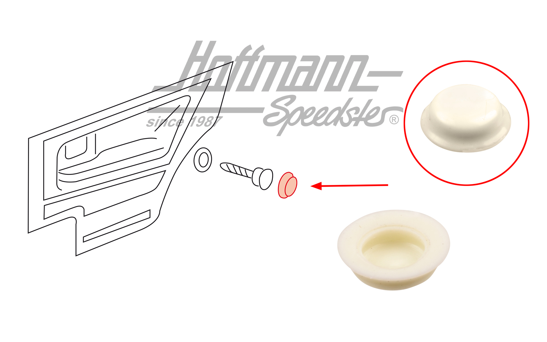 Cappuccio, pannello della porta (hermelin) | 311 867 169  90X | 180-1914-18