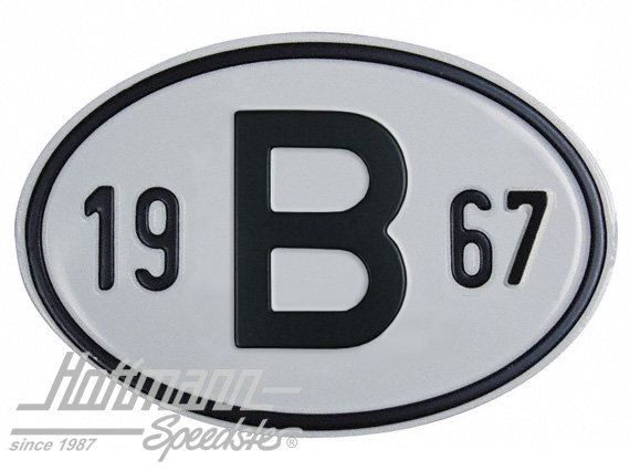 Targa sigla internazionale "B" (Belgio), "1967", alluminio |  | 020-2397-67