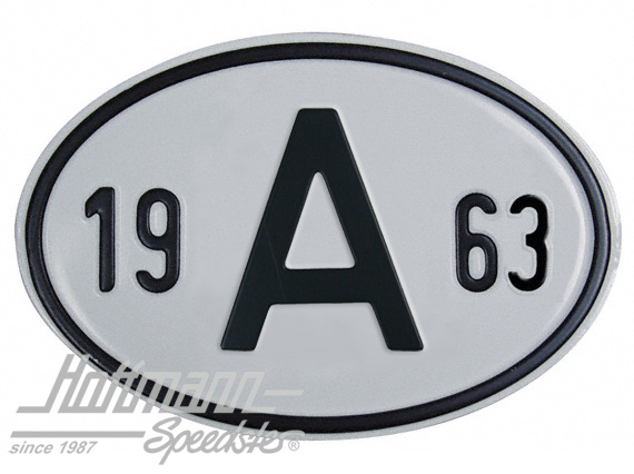 Targa sigla internazionale "A" (Austria), "1963", alluminio |  | 020-2398-63