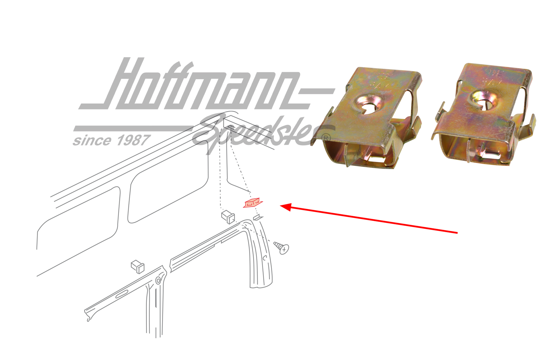 Clips, rivestimento, montante D, superiore | 705 868 279 | 408-2884-05