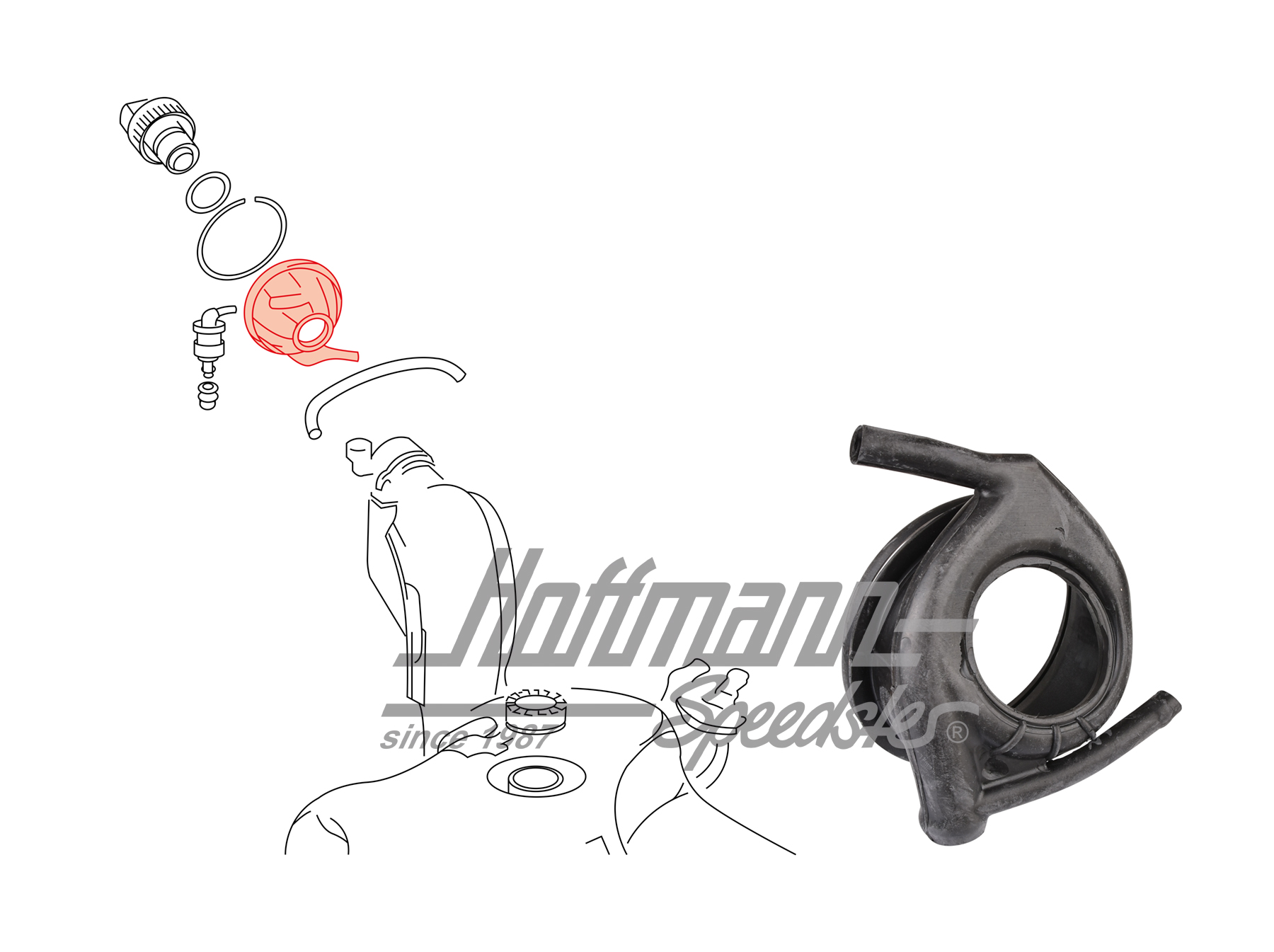 Guarnizioni, bocchettone benzina, Golf 2 | 191 201 253 B | 202-2020