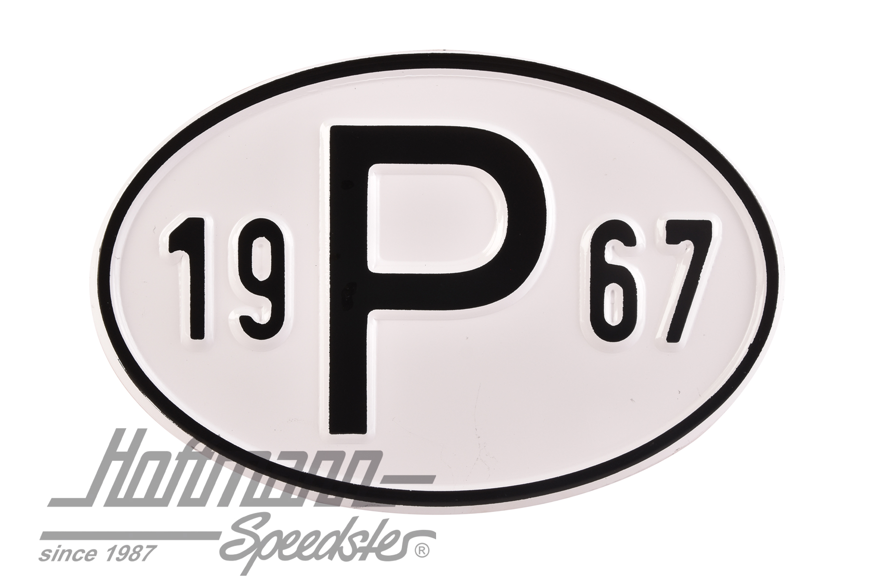 Targa sigla internazionale "P" (Portogallo), "1967", alluminio |  | 020-2405-67