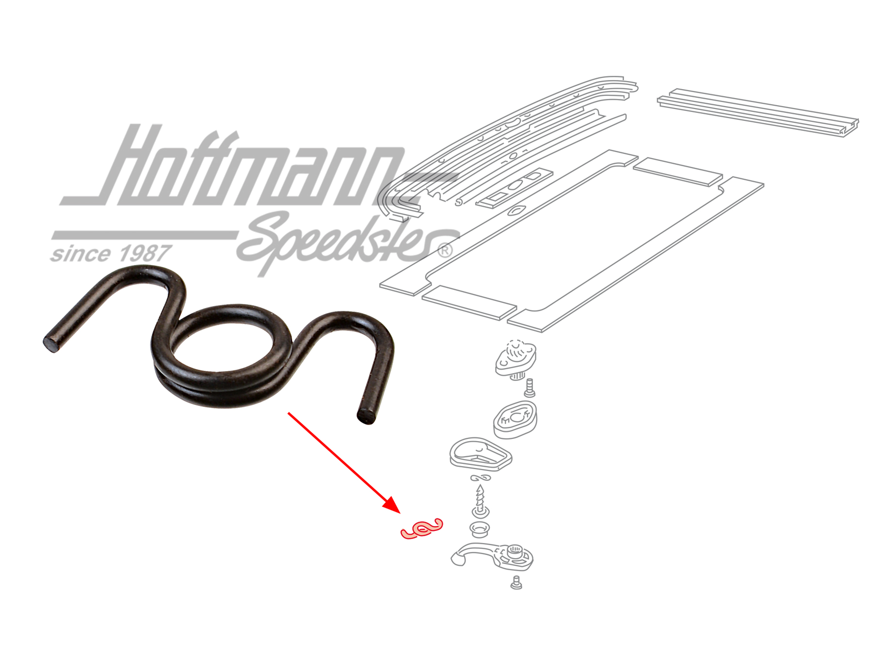 Molla, manovella tetto apribile, Maggiolino/Furgone/Golf | 313 877 459 A | 020-5510-20