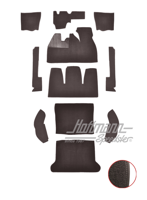 Set tappeti, Maggiolino Berlina, 8.68-7.72, antracita |  | 026-5522