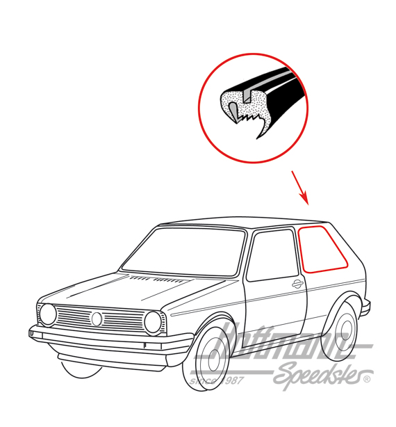 Guarnizione vetro laterale, Golf 1, posteriore sinistra | 171 845 321 | 180-7071