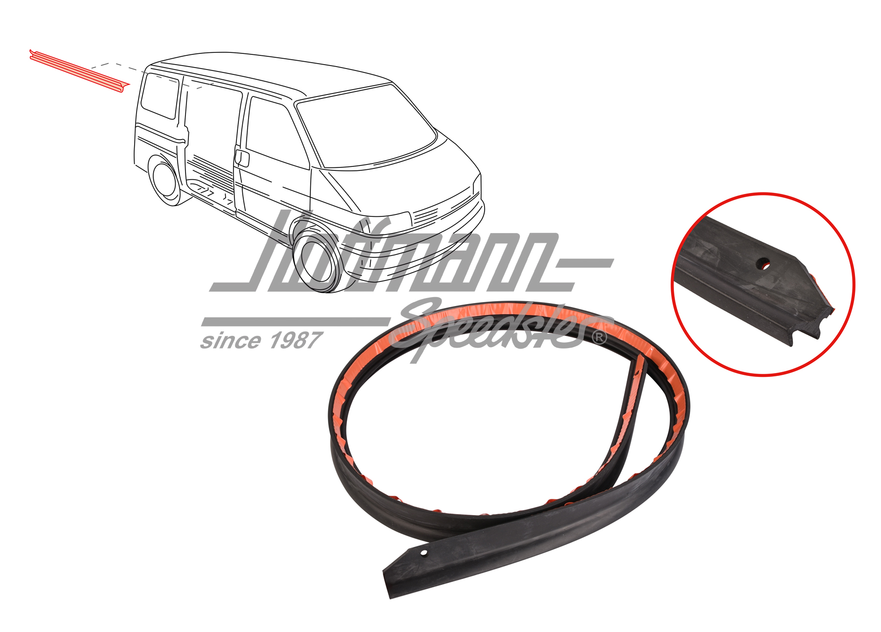 Guarnizione, porta scorrevole, superiore, Furgone T4 | 7D0 843 793 | 408-1460-20