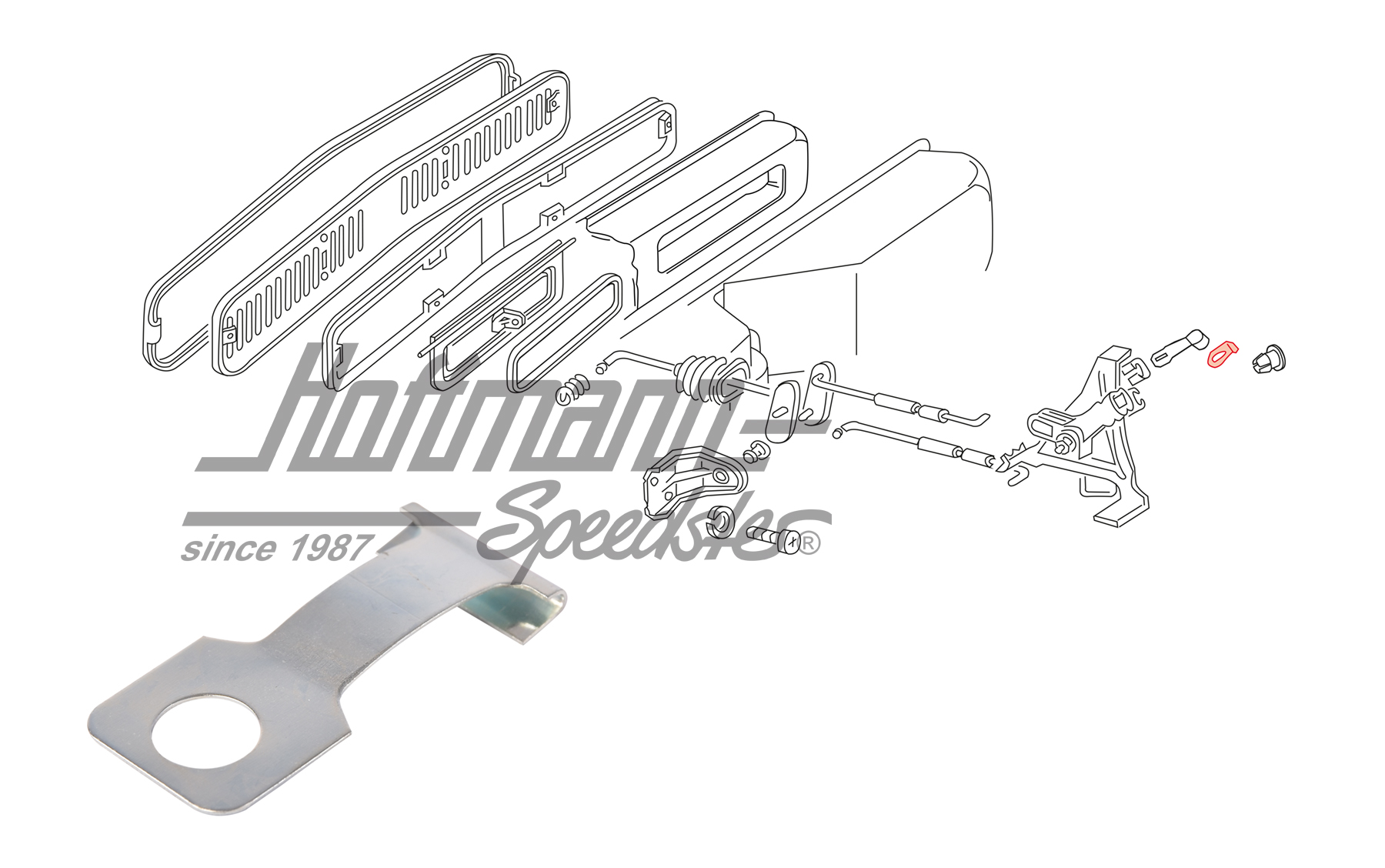 Lamiera di supporto, leva di riscaldamento

, Furgone T2, 8.67-7.71 | 211 259 373 | 090-1296-30