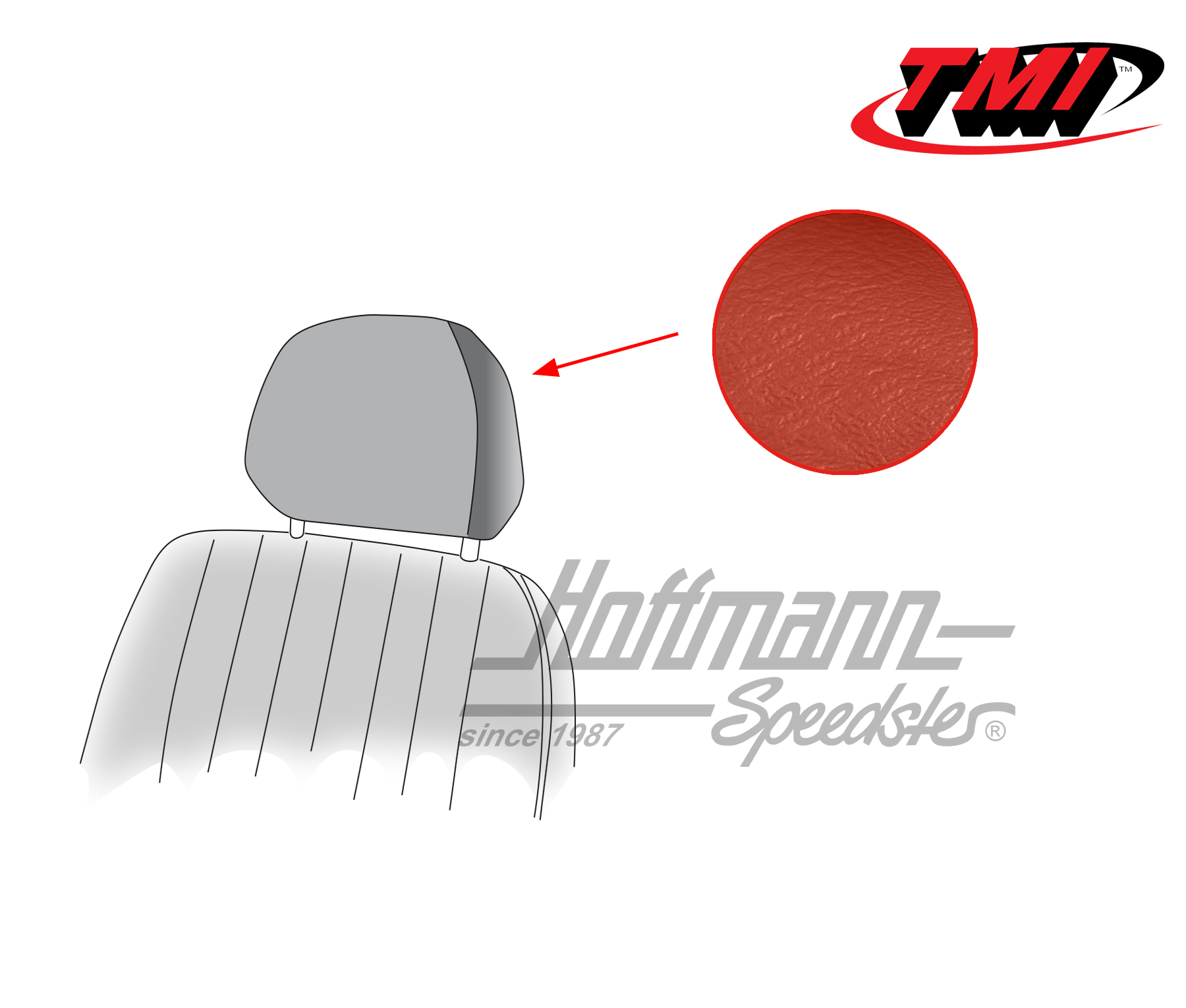 Copri poggiateste, Karmann Ghia, 68-74, rosso | 43-1530-17 | 066-0079-10