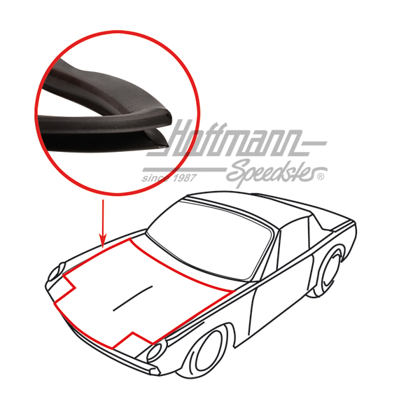 Guarnizione, cofano anteriore, Porsche 914 | 914 511 901 10 | 600-8100