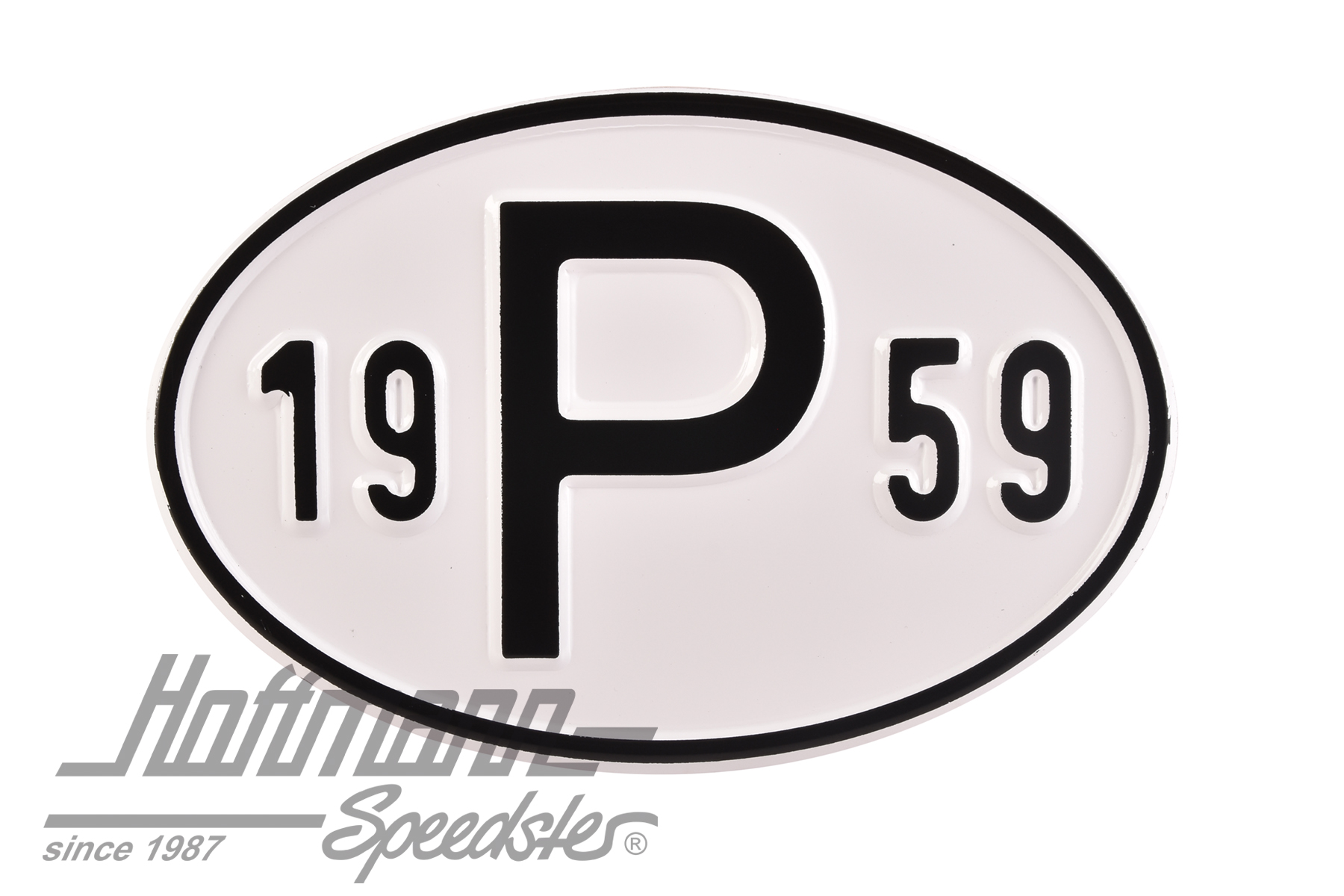 Targa sigla internazionale "P" (Portogallo), "1959", alluminio |  | 020-2405-59