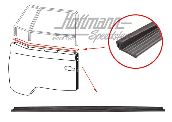 Guarnizione, telaio della finestra portiera e portiera, sinistra / destra | 211 837 395 | 089-0140