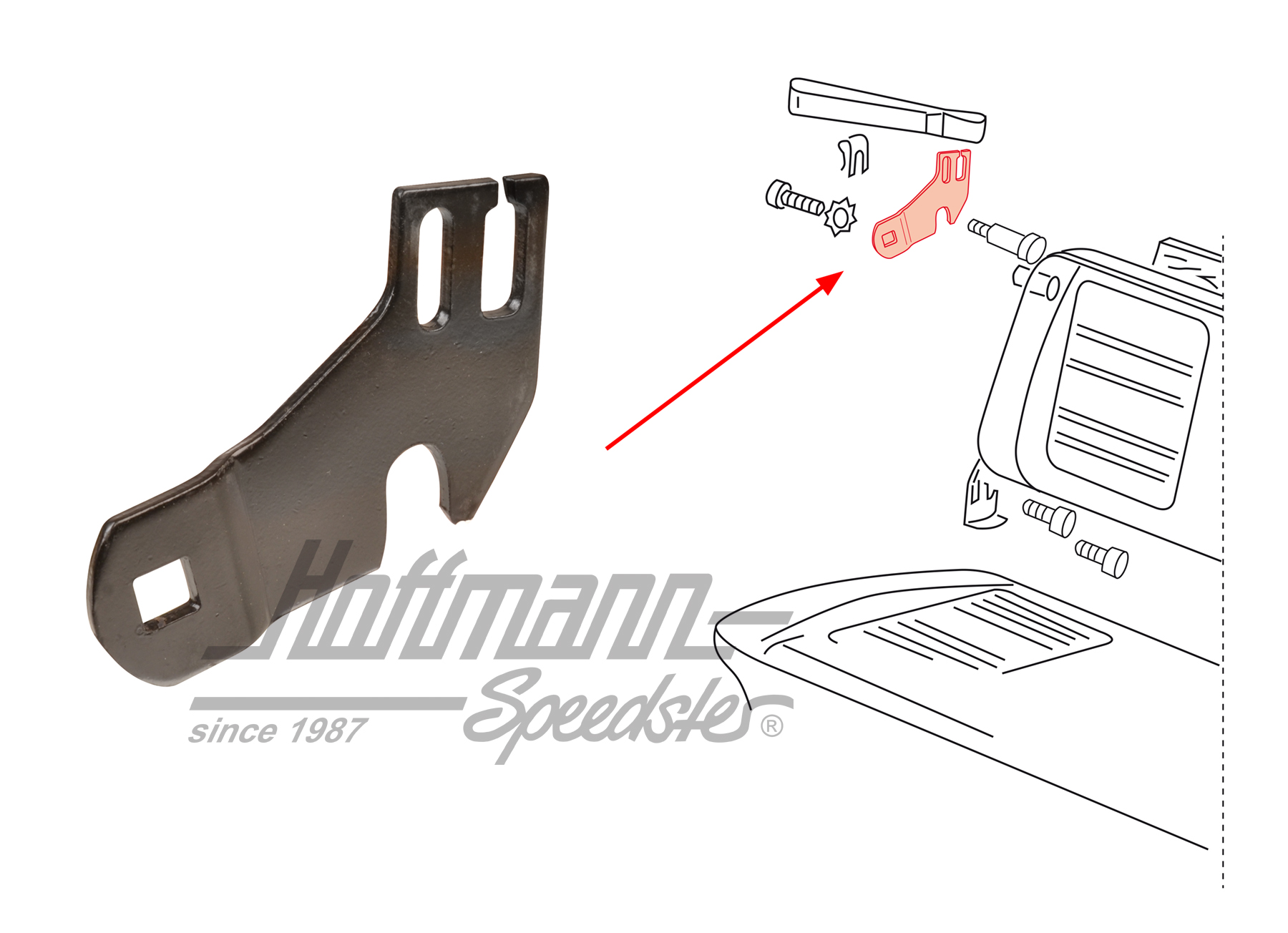 Gancio, panca, Furgone T2/T3, 
posteriore, destra | 221 885 510 | 098-0464-02