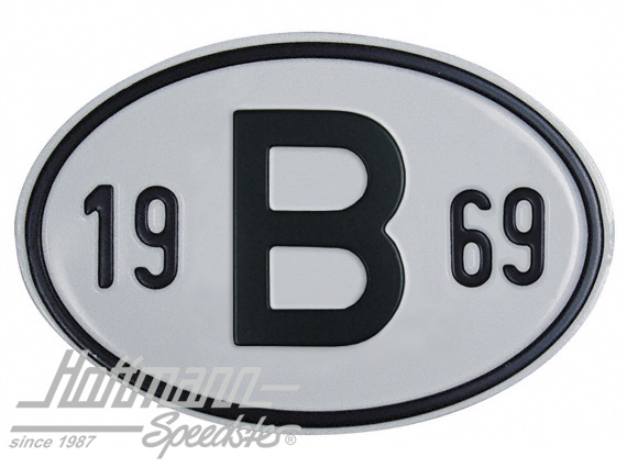Targa sigla internazionale "B" (Belgio), "1969", alluminio |  | 020-2397-69