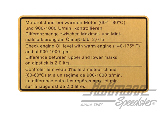 Adesivo "Ölstand" (livello dell'olio), 911, 73 | 911 006 504 00 | 580-8016