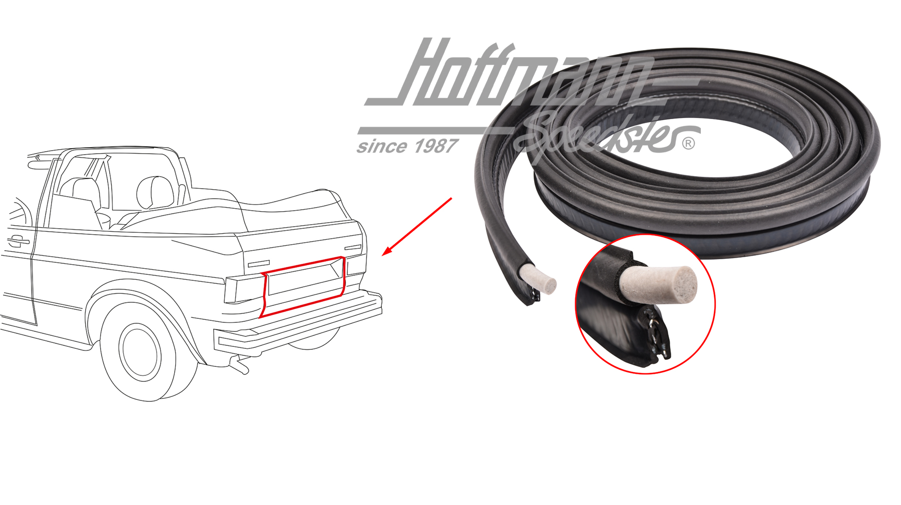 Guarnizione portellone posteriore, Golf 1 Cabriolet | 155 827 705 | 180-7026