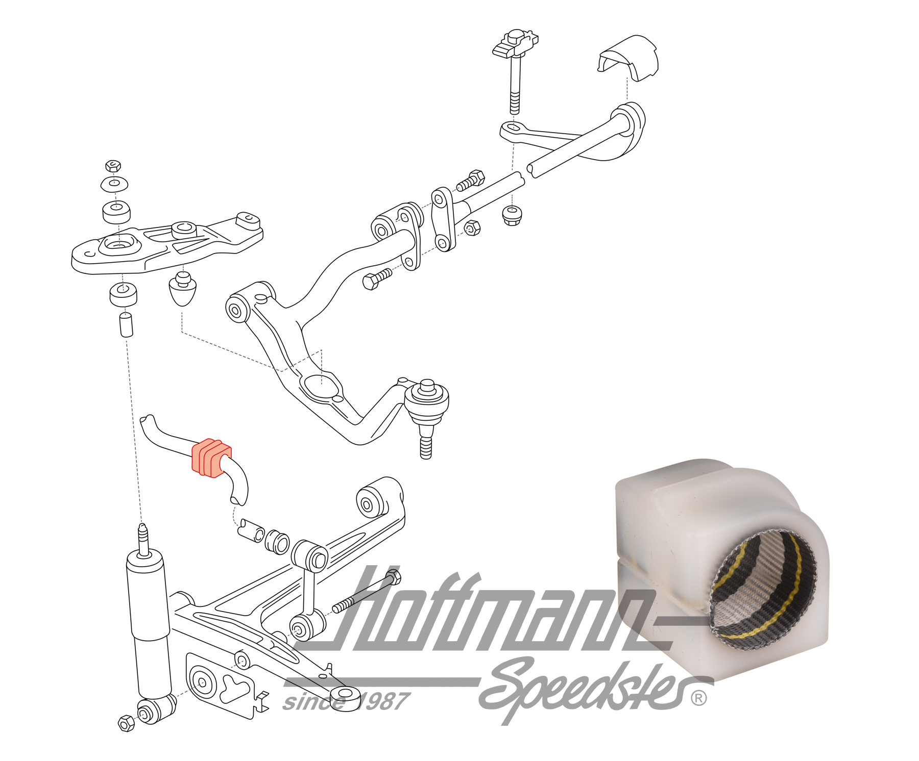 Cuscinetto in gomma, stabilizzatore, anteriore, 27mm | 701 411 041 D | 404-0560-08