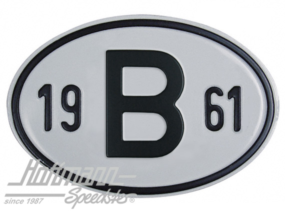Targa sigla internazionale "B" (Belgio), "1961", alluminio |  | 020-2397-61