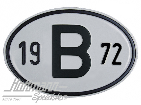 Targa sigla internazionale "B" (Belgio), "1972", alluminio |  | 020-2397-72