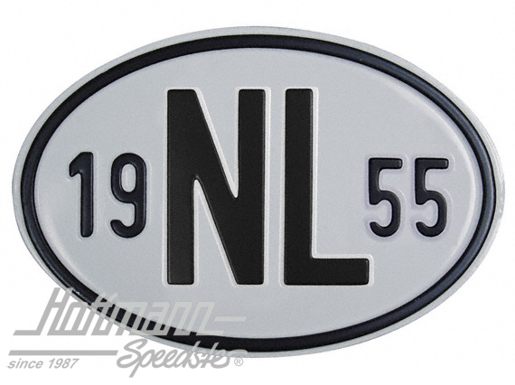 Targa sigla internazionale "NL" (Paesi Bassi), "1955", alluminio |  | 020-2391-55